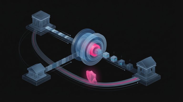 Conceptual image of how 3D Secure and the 3DS2 protocol change issuer trust and fraud liability in cross-border card authorization under Strong Customer Authentication.