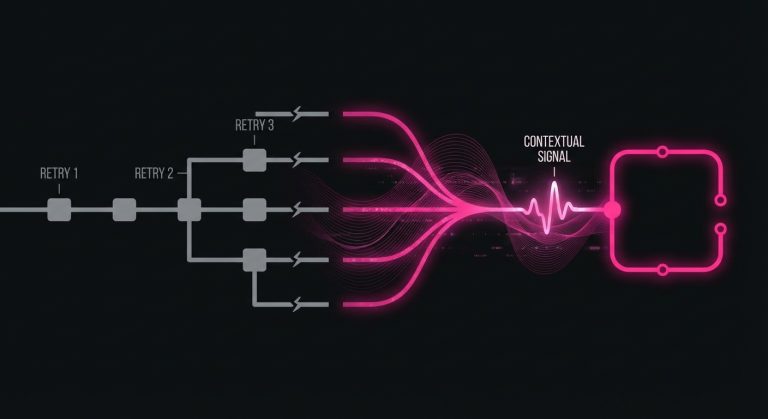 Conceptual image showing context-aware retry logic using time-of-month and payment data signals to improve recovery outcomes.