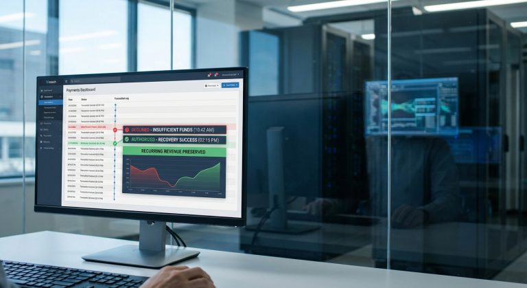 Realistic representation of a previously soft-declined payment later resulting in a successful charge and recovered revenue.